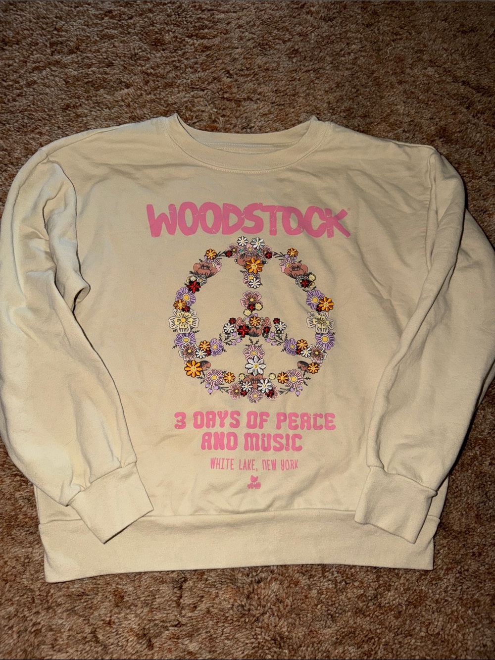 Woodstock Floral Peace Cream Sweatshirt - Women's Sweater